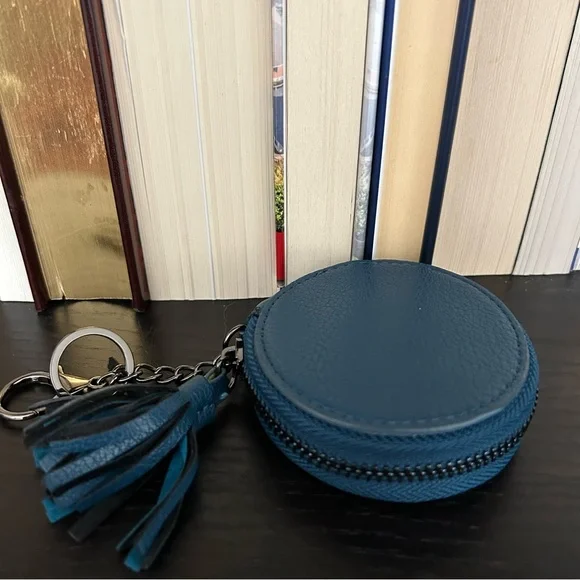 Blue and Beige Patterned Coin Purse/Bag Charm - Picture 2 of 9